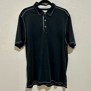Tommy Bahama Men’s Black Short Sleeve Polo with White Stitching Modal/Polyester